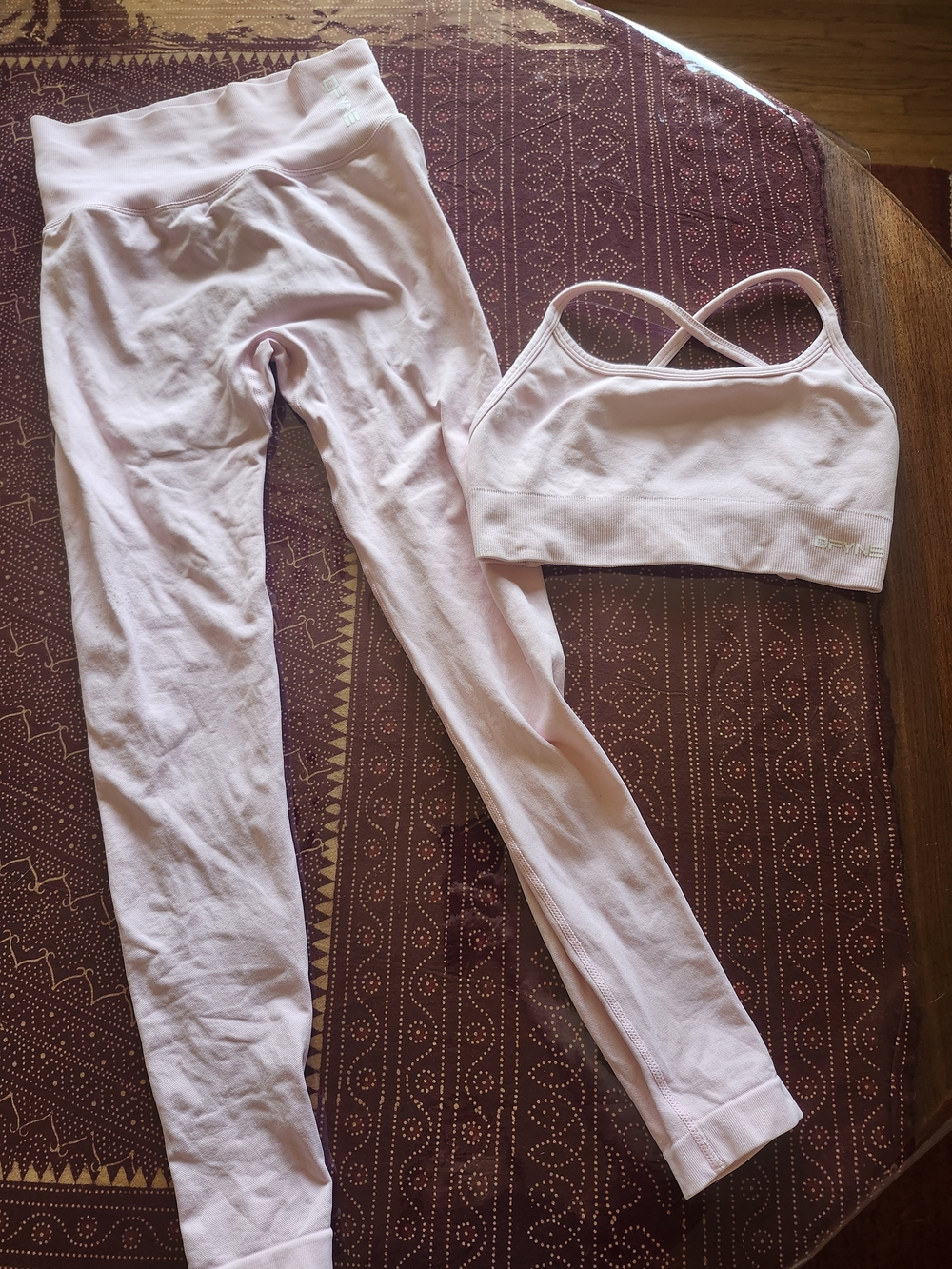 XS Blush Pink DFYNE Backless Sports Bra And Leggings Set